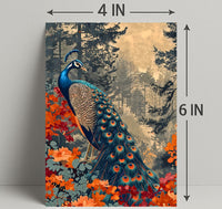 Majestic Peacock In Autumn Forest William Morris Art Poster