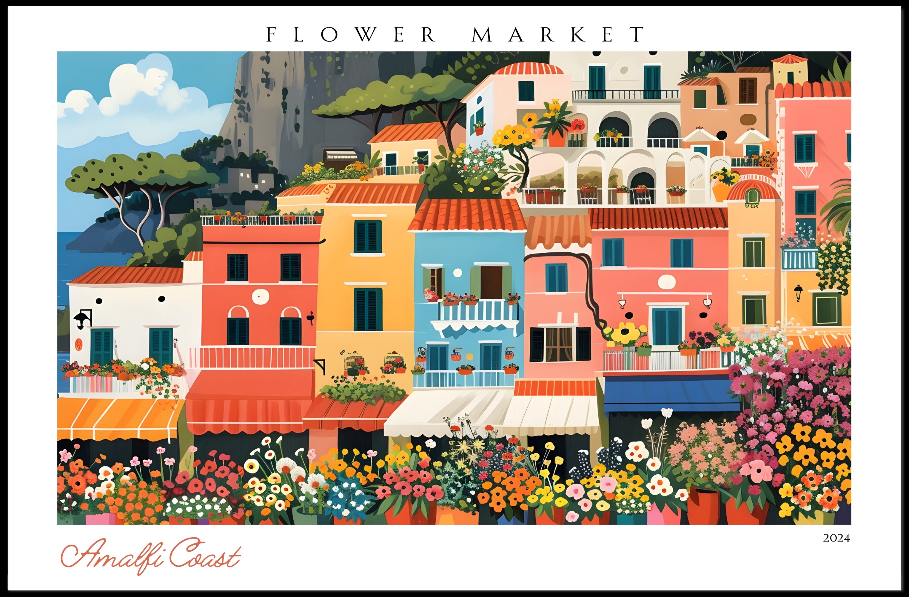 Amalfi Coast Flower Market Poster PosterGoat