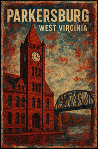 Parkersburg Vintage Architecture Collectors Art Deco Poster