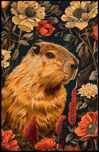 Capybara in Bloom Wall Art Print