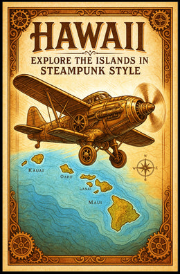 Steampunk Hawaii Adventure Poster PosterGoat