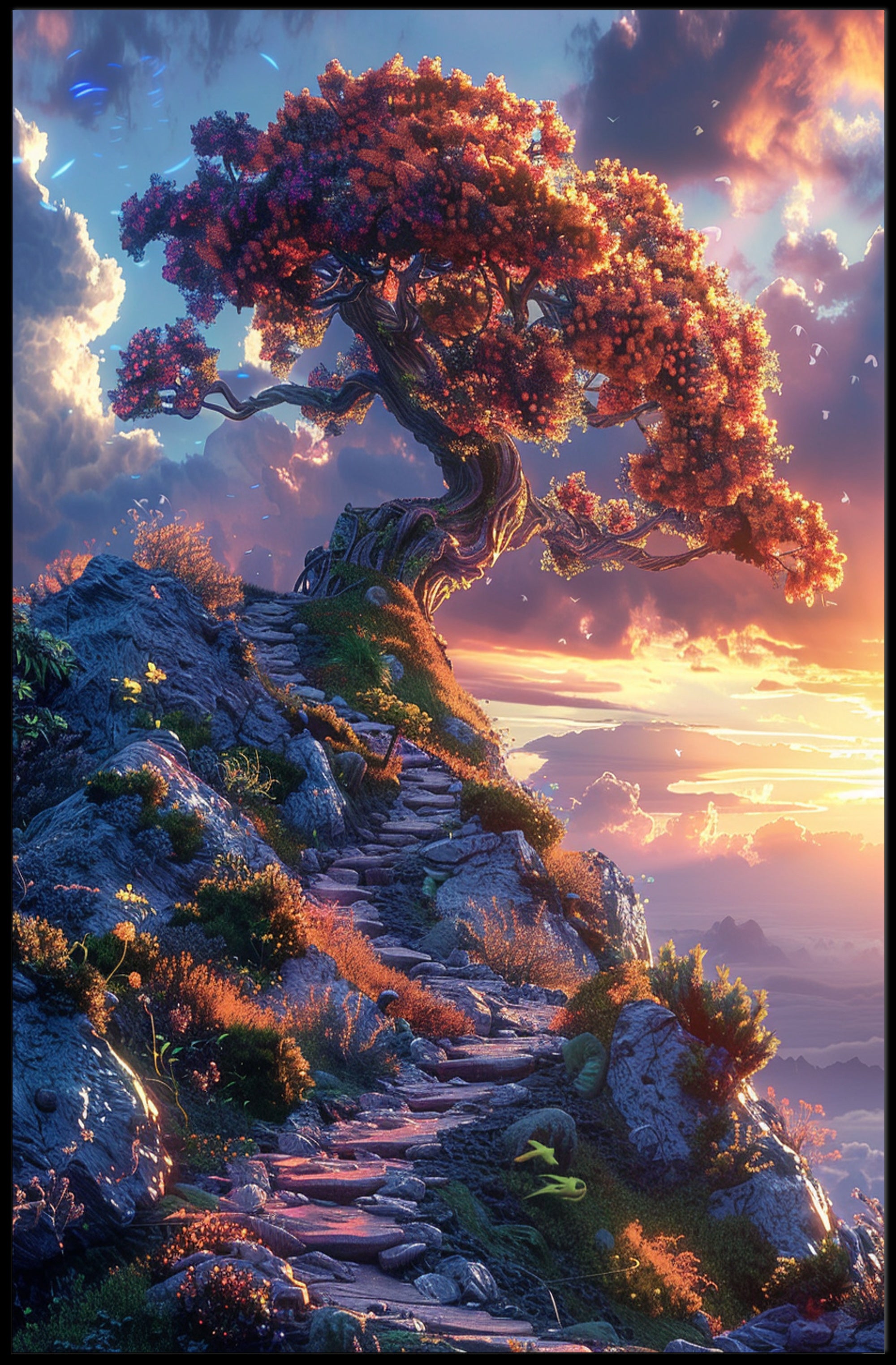 Fantastical Sunset Landscape: Fantasy or Mythology Poster PosterGoat