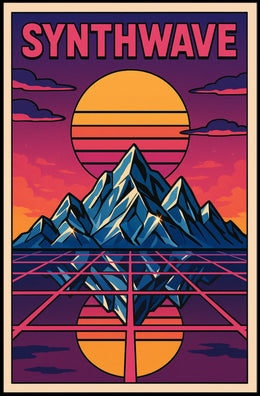 Synthwave Sunset Retro-Futuristic Art Poster