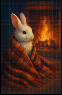 Cozy Rabbit By The Fireplace Poster