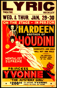 Houdini's Hardeen Vintage Magic Show Poster - Cultural Heritage Poster