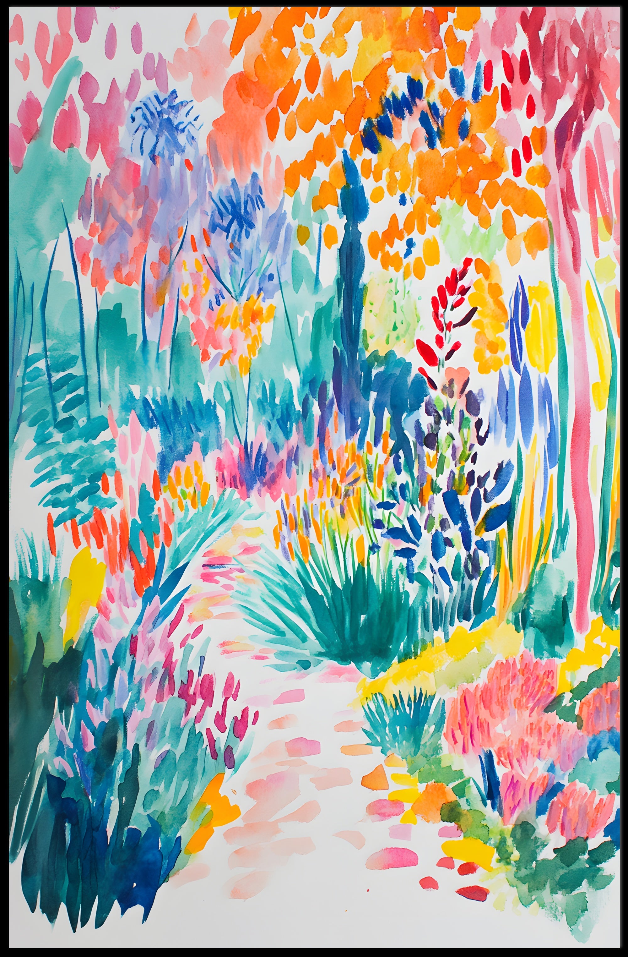 Vibrant Garden Scene Artistic Poster
