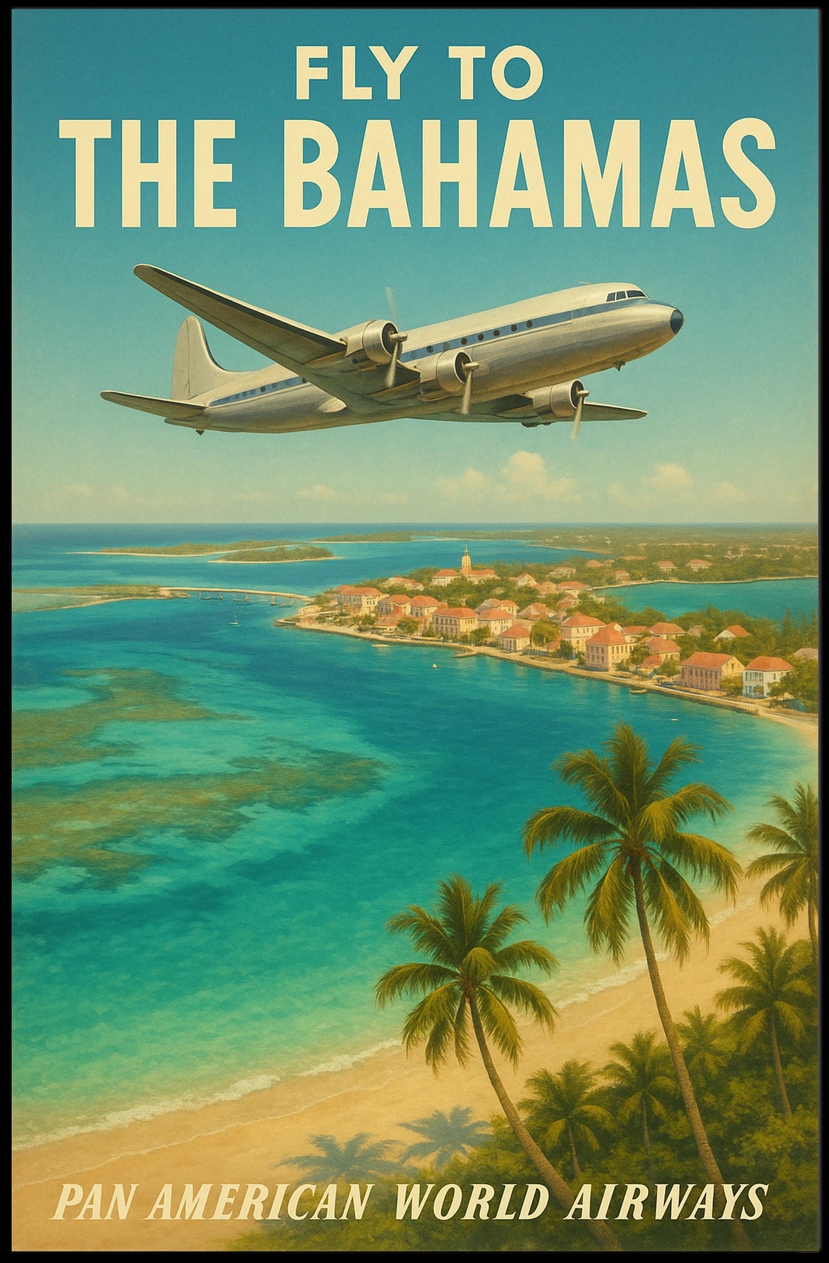 Fly to the Bahamas with Pan American World Airways Poster