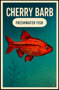 Cherry Barb Fish Vibrant Illustration Animal Poster