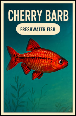 Cherry Barb Fish Vibrant Illustration Animal Poster
