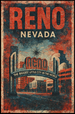 Reno Nevada Nostalgic Travel Vintage Americana Poster