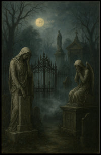 Gothic Night Cemetery Moonlit Surrealism Poster