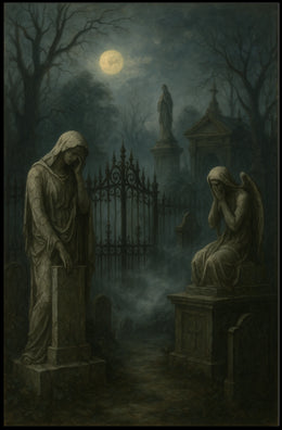 Gothic Night Cemetery Moonlit Surrealism Poster