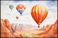 Hot Air Balloons Over Canyon Landscape Poster