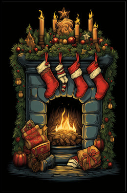 Cozy Christmas Hearth Poster