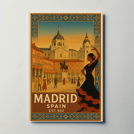 Vintage Madrid Poster Celebrating Spanish Culture and History