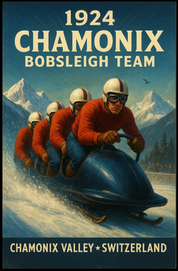 1924 Chamonix Bobsleigh Team Poster