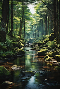 Serene Forest Scene, Nature's Tranquility National Park Poster