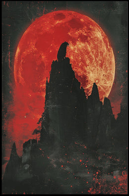 Blood Moon Wolf Fantasy Nightscape Poster PosterGoat
