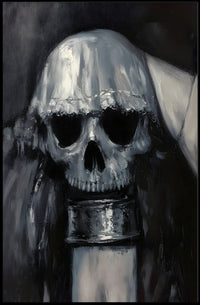 Eerie Skull Monochrome Artwork in Abstract or Artistic Poster PosterGoat