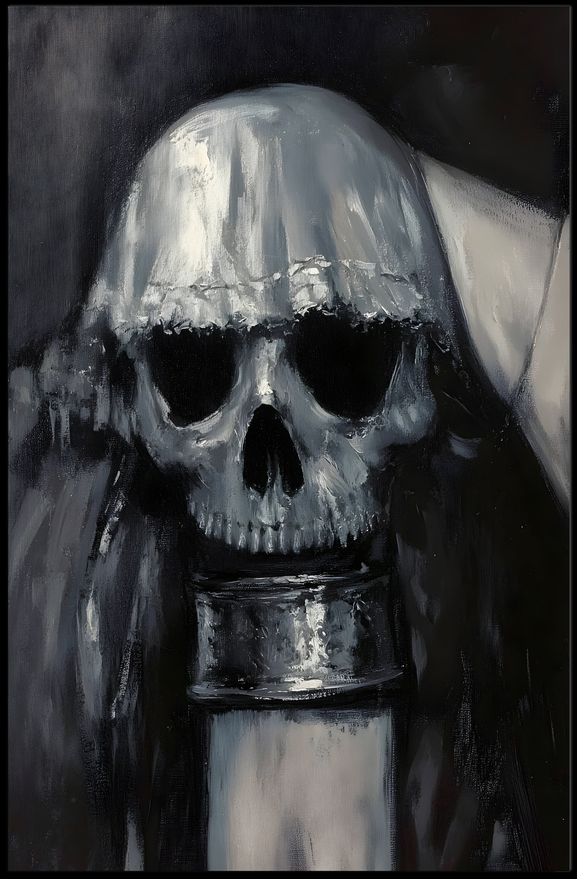 Eerie Skull Monochrome Artwork in Abstract or Artistic Poster PosterGoat