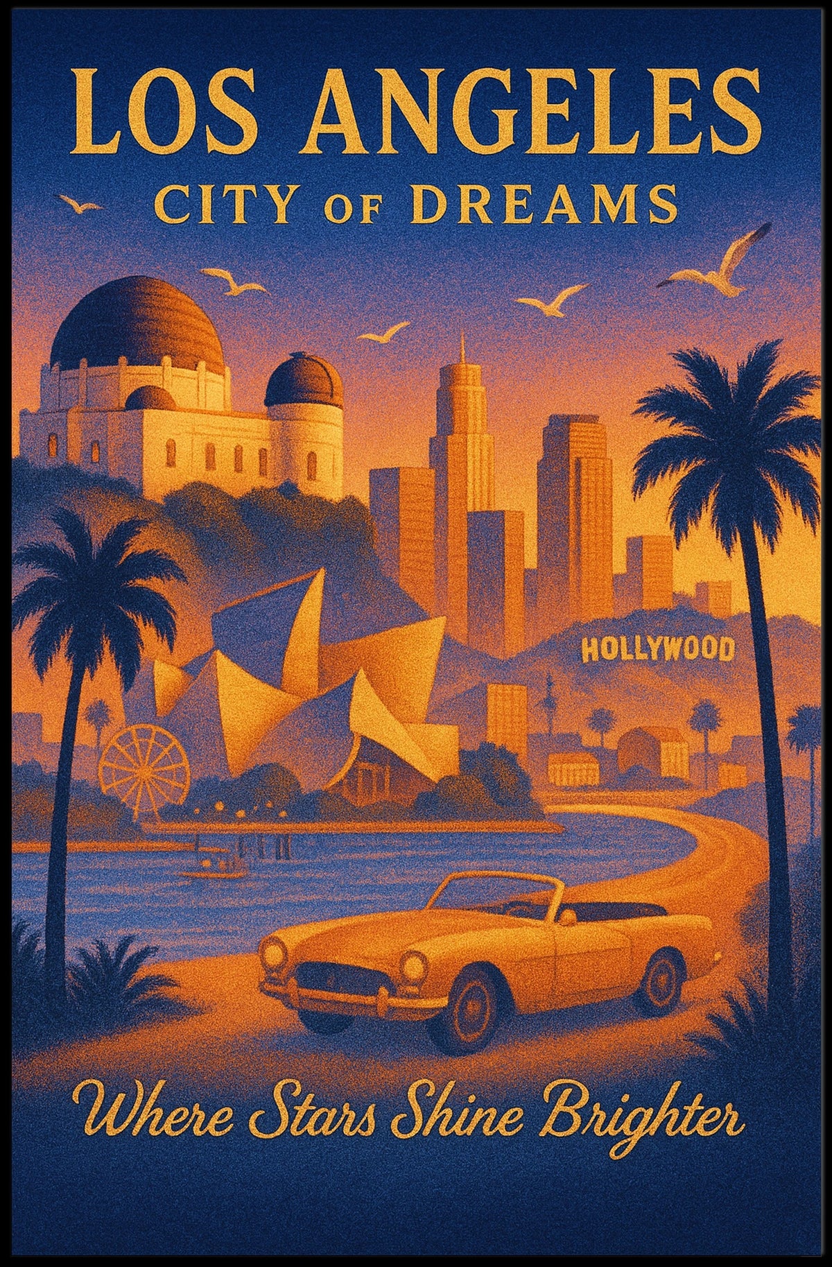 City of Dreams: Los Angeles Vintage Travel Poster
