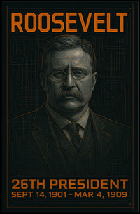 Theodore Roosevelt 26th President of the United States Techno Schematic Poster