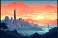 Sunset Over the Cityscape Poster