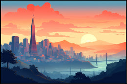 Sunset Over the Cityscape Poster