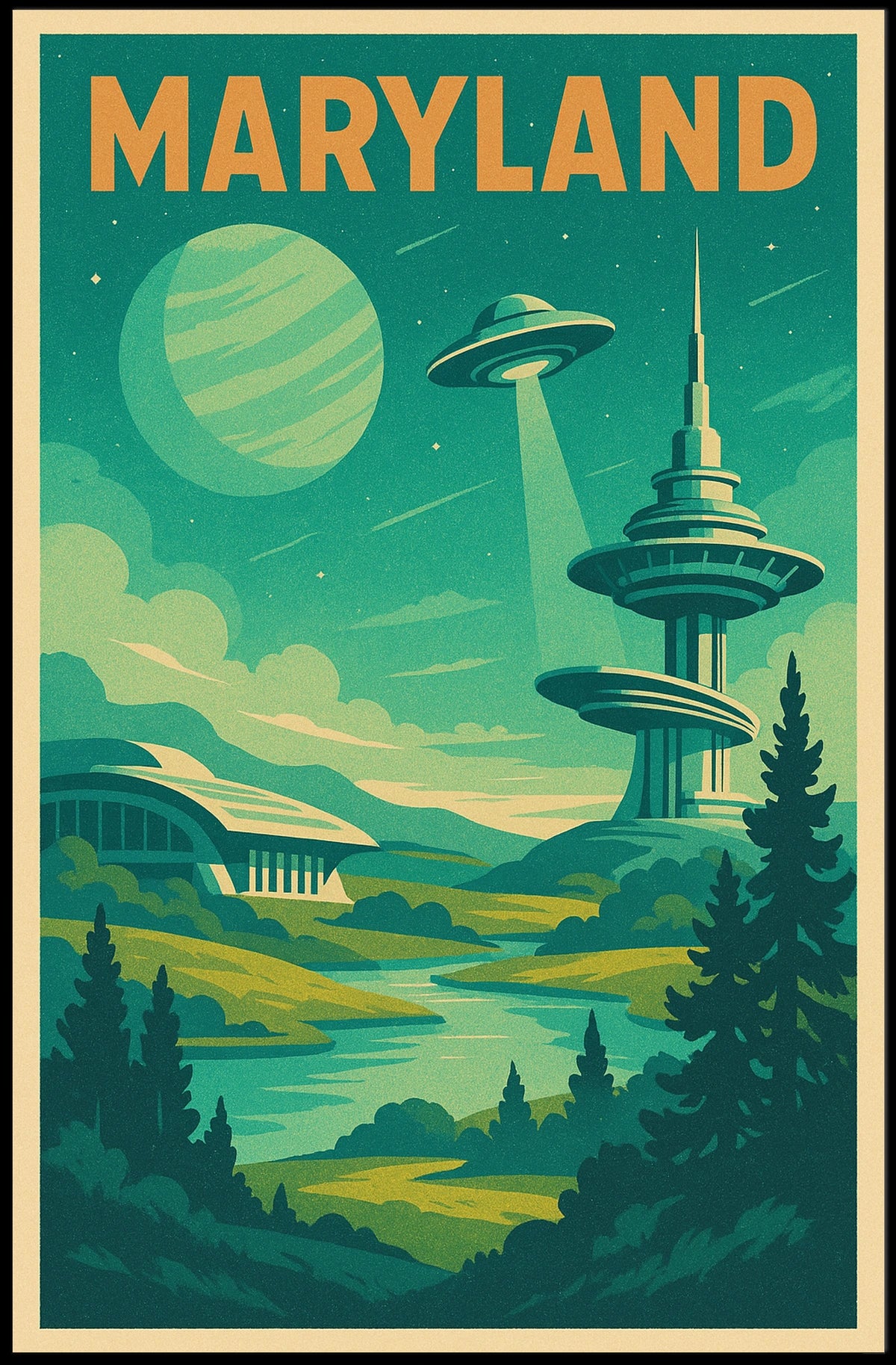Maryland Futuristic Landscape Poster