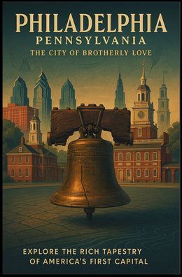 Philadelphia Liberty Bell Vintage Poster: Historical Elegance