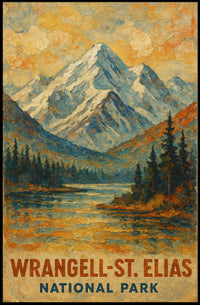 Wrangell Elias National Park Digital Painting Voyage Poster