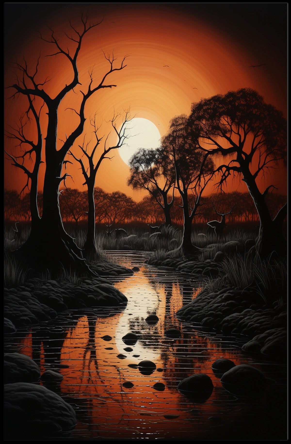 Serene Sunset Over Reflective Lake National Park Poster
