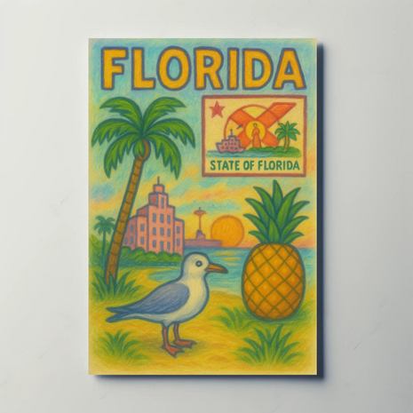 Florida Vintage Vibe Travel Poster