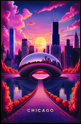 Dreamy Chicago Sunset Poster