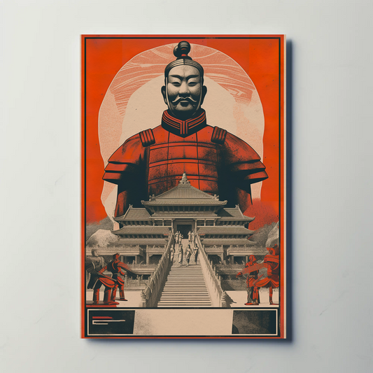 Terracotta Warrior Xian China Palace Vintage Travel Poster