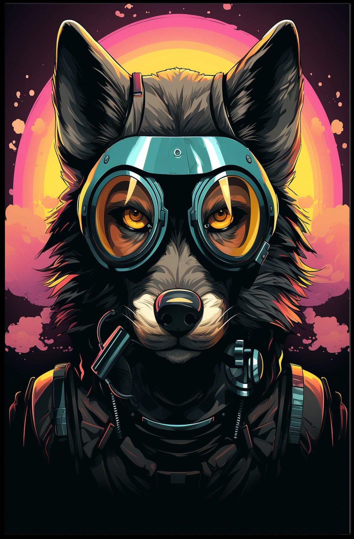 Futuristic Wolf Pilot Adventure Art Futuristic Sci-Fi Poster