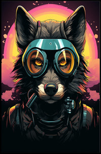 Futuristic Wolf Pilot Adventure Art Futuristic Sci-Fi Poster