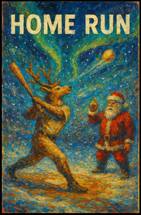 Reindeer Baseball Christmas Fun Sports Poster