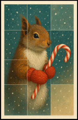 Winter Squirrel With Candy Cane Poster