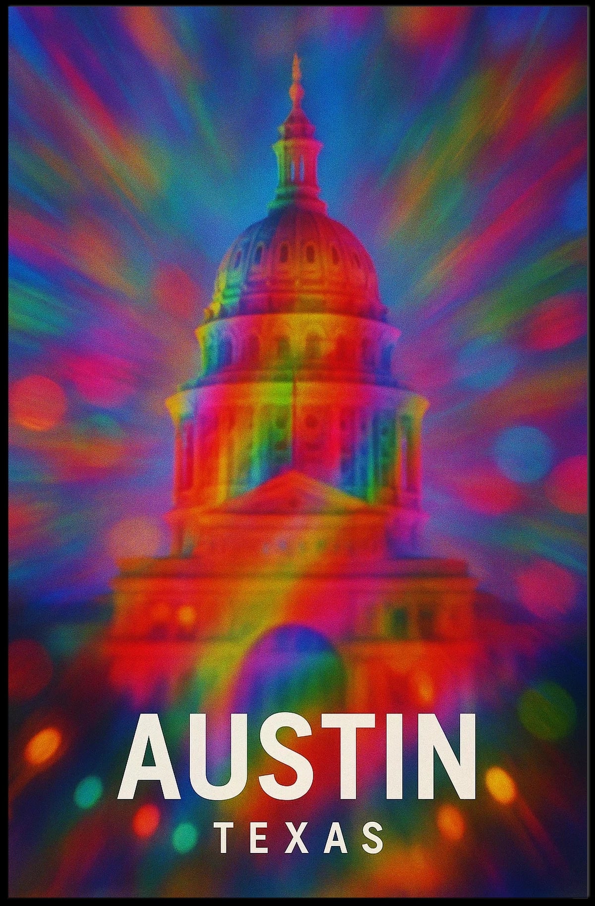 Austin, Texas Vibrant Capitol Poster