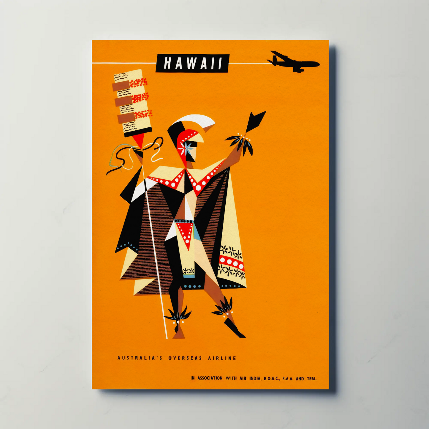 Hawaii Abstract Warrior Airline Promo Art Travel Poster
