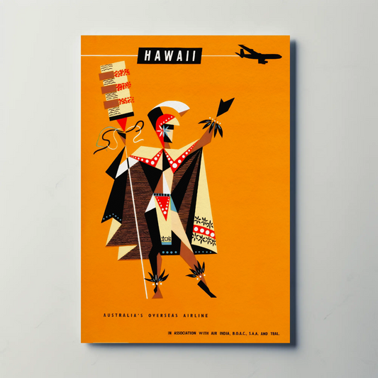 Hawaii Abstract Warrior Airline Promo Art Travel Poster