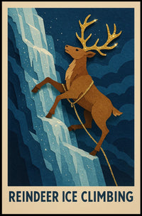 Reindeer Ice Climbing Poster