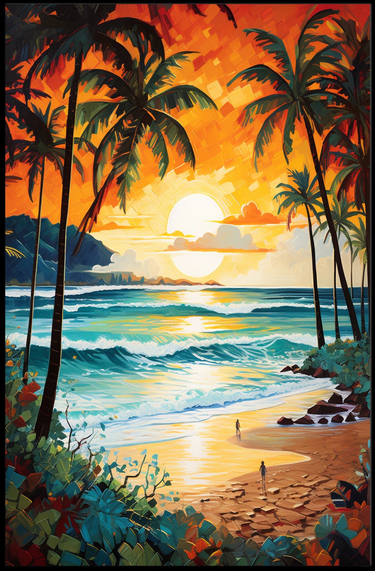 Tropical Beach Sunset Serenity Poster - Travel Poster