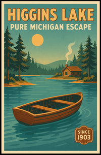 Higgins Lake Vintage Travel Poster Wall Art