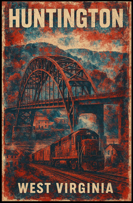 Vintage Collectors Huntington Train Bridge Travel Poster