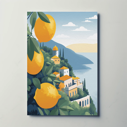 Lemon Trees Over Amalfi Coast Citrus View Travel Poster