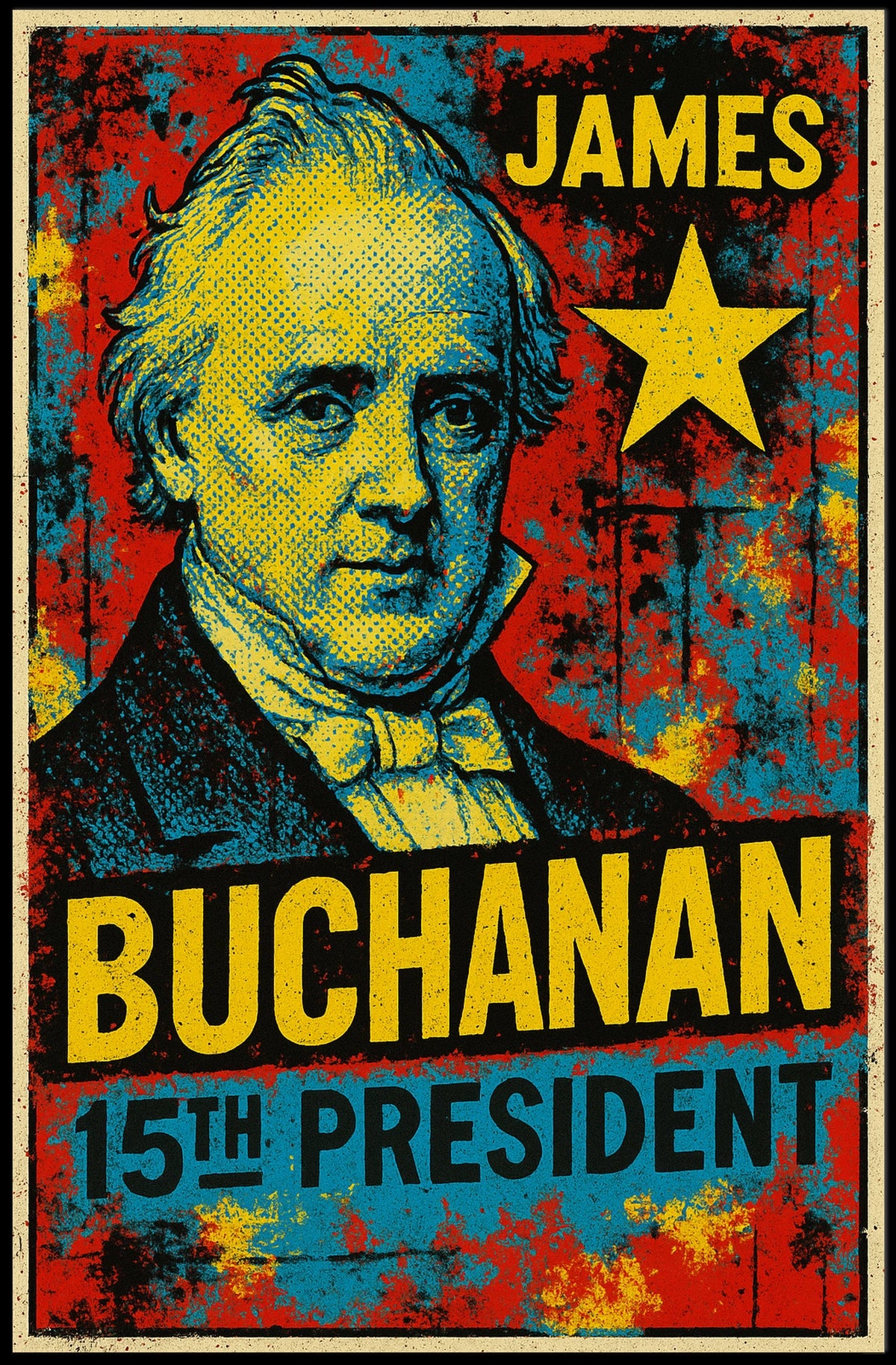 James Buchanan 15th President of the United States Graffiti Pop Art Poster