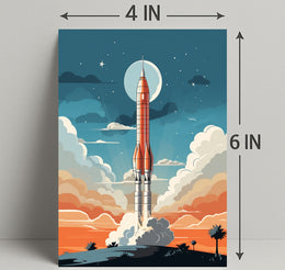 Rocket Launch At Dusk Poster