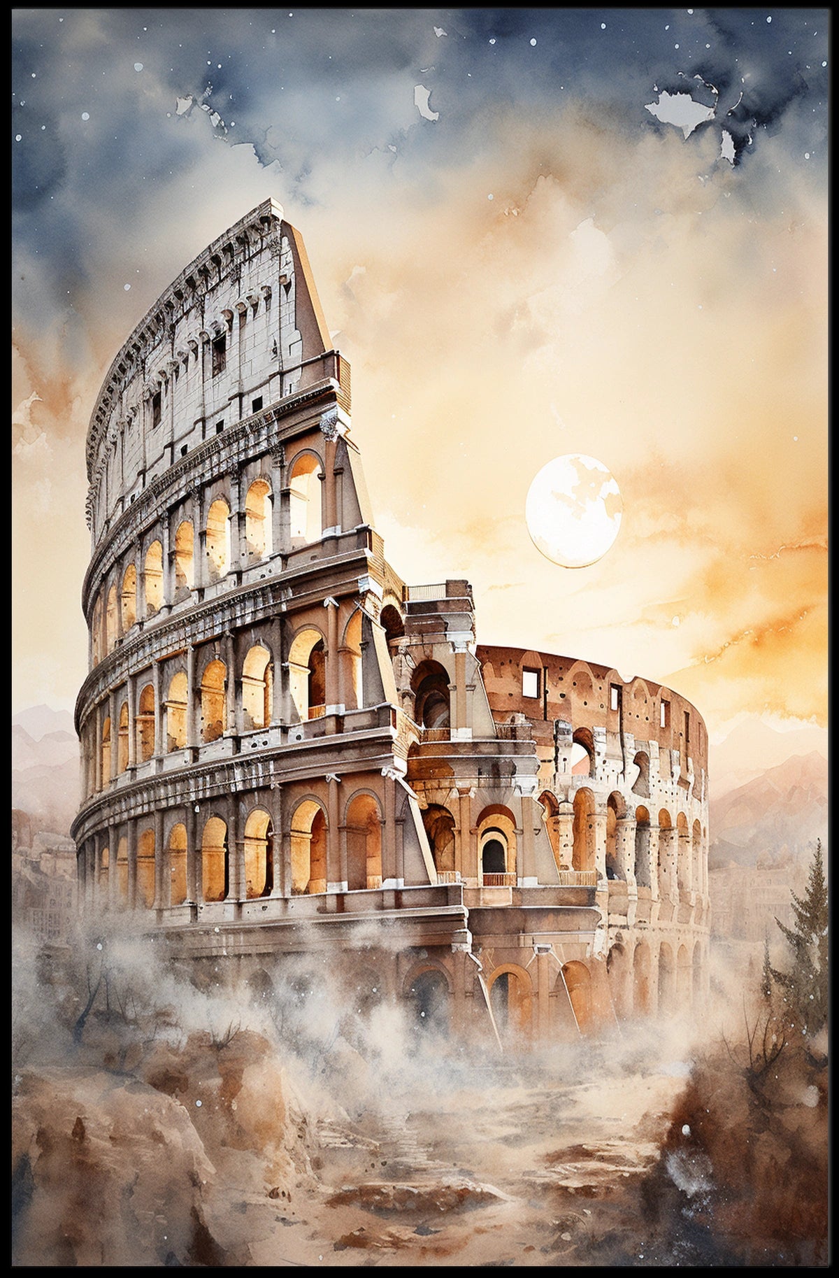 Colosseum Ancient Rome Travel Artwork Travel Poster